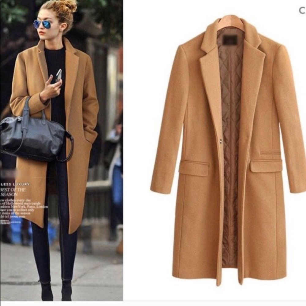 Camel color wool blend coat